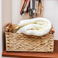 Cesta Rectangular de mimbre con asas de madera para estantes, almacenamiento de jacinto de agua, cestas naturales - details 3