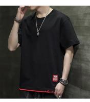 Camiseta de manga corta de estilo coreano para hombre, novedad de verano, camiseta informal holgada versátil con bloques de color, camiseta transpirable con cuello redondo - details 9