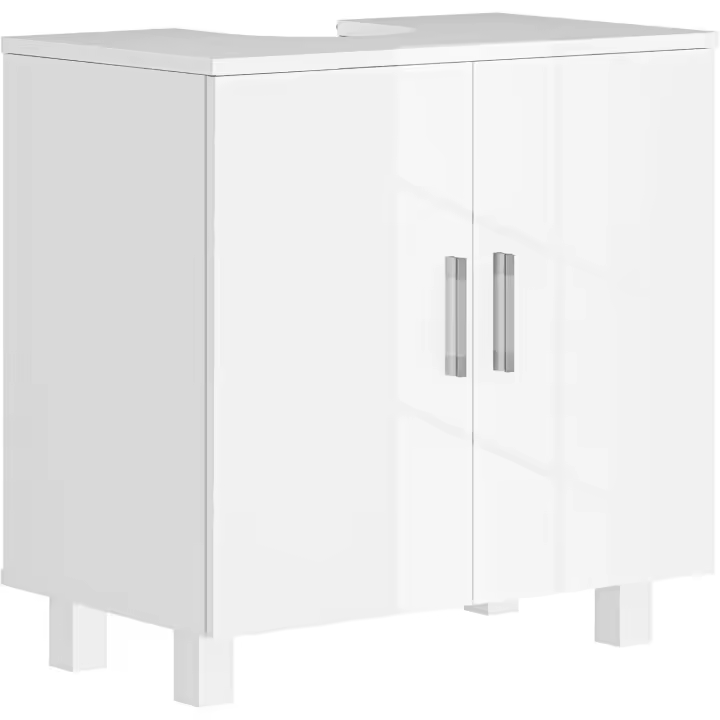 Mueble para Debajo del Lavabo Mueble bajo Lavabo Mueble de Lavabo con Pie con 2 Puertas 2 Estantes y Sistema Antivuelco para Cuarto Baño 60x35x60 cm Blanco - 1