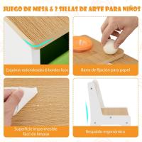 Juego de Mesa y 2 Sillas de Arte para Niños, Escritorio de Juegos y Manualidades 2 en 1 para Niños con Mesa Elevable, Rollo de Papel, Vasos de Pintura y 6 Contenedores (Natural) - details 2