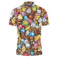 Colorido helado gráfico casual verano manga corta 3D impreso hombres mujeres camisetas sueltas Haruku solapa niños camisetas - details 5