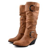 Botas martin de cuero con tacón de cuña para mujer, zapatos de plataforma informales, Otoño e Invierno - details 3