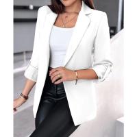 Blazer informal de primavera para mujer, cárdigan de manga larga de Color sólido, Blazer de moda para mujer - details 3