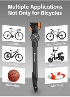 WEST BIKING-bomba de aire portátil para bicicleta, Inflador de neumáticos con válvula Schrader Presta, manómetro preciso, 120PSI, aleación de aluminio - details 11