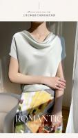 Camisetas de Seda para Mujer Cuello Redondo, Manga Corta, Color Sólido, Top Suelto, Jersey 5XL - details 3