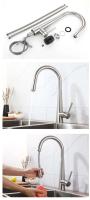 Grifo de fregadero de cocina extraíble de acero inoxidable 304, mezclador giratorio de un solo orificio, grifo de agua giratorio retráctil - details 3