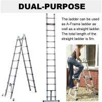 Escalera Telescópica Portátil de Aluminio 6,2m, 2 Ganchos, 15 Peldaños, Antideslizante, Multiusos, Carga de 150kg - details 48