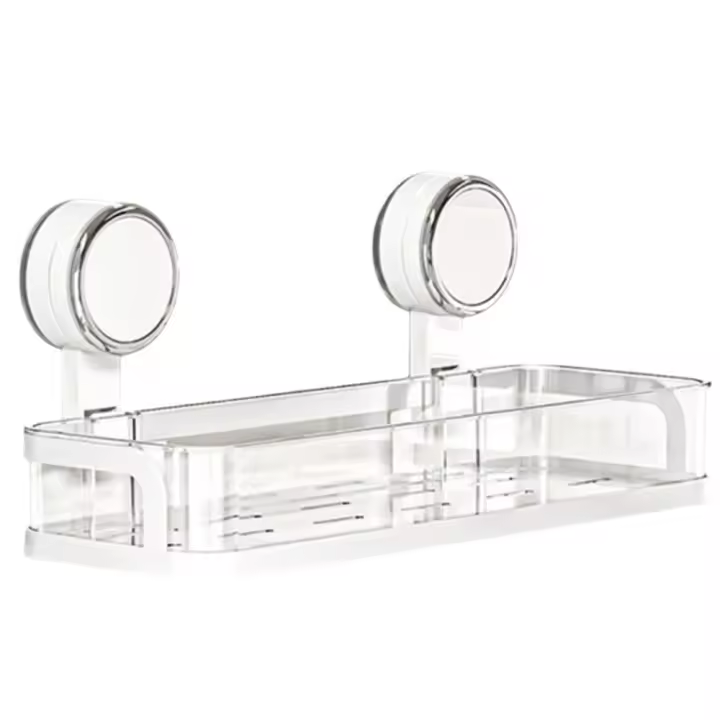 Estante de almacenamiento con ventosa montado en la pared, gran capacidad, ahorro de espacio, estante de almacenamiento sin perforación, escurridor de baño resistente y duradero - 1