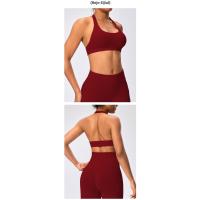 Sujetador deportivo de estilo europeo y americano con cuello halter, alta elasticidad, nylon mate, gran espalda abierta, top de yoga para mujeres - details 15
