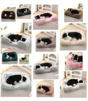 Cama De Perro Mediana Cubierta Por La Mitad Sofá Cuadrado Suave Para Gatos Relleno Total Cojín De Plush Casa Para Mascotas Materiales Ecológicos Lavable Mecánicamente - details 3