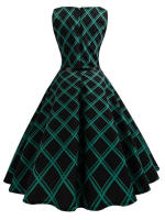 Women  summer vintage elegant floral print party dress with belt - details 2