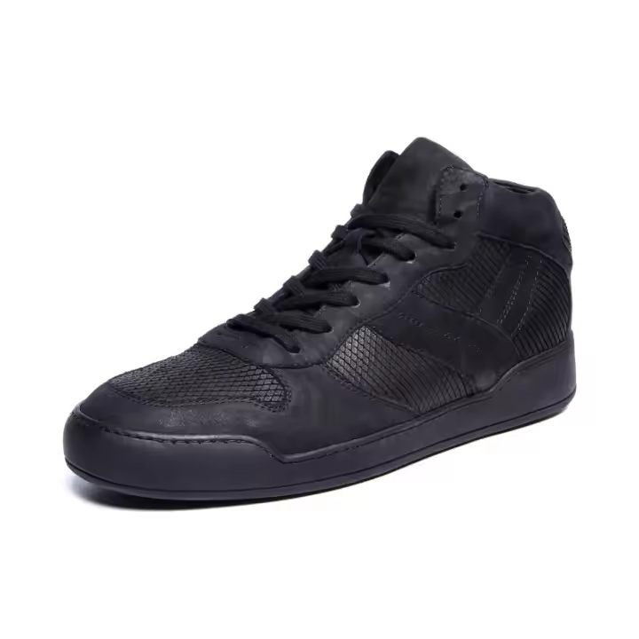 Zapatos de tablero de cuero de caña alta hechos a mano, patrón de corte de cuchillo, zapatos casuales para mantener el calor - 1
