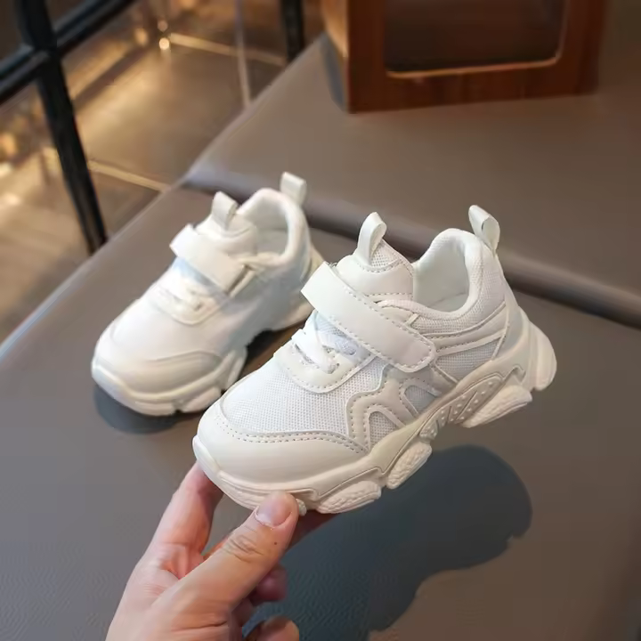 Zapatos deportivos blancos para niños, niñas y niños pequeños, zapatos casuales clásicos de moda para niños, malla transpirable para la escuela del jardín de infantes - 1