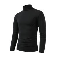 Camiseta de manga larga con cuello medio alto para hombre, Jersey informal de Color sólido, ropa interior - details 24