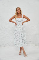 Vestido midi de satén con tirantes finos para mujer, abertura frontal, hueco - details 66