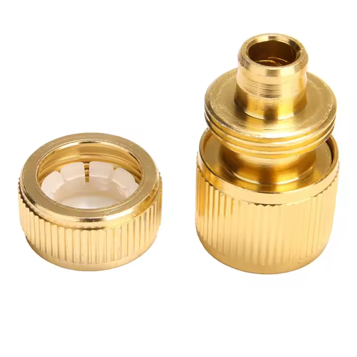 Conector de Agua de Jardín Adaptador de Manguera de Latón Recubierto 1/2" Conector de Giro Rápido Drip Irrigación Sistema de Acople de Manguera de Cobre - 1