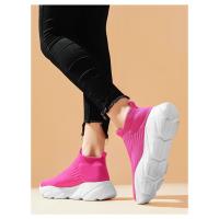 Zapatos Deportivos Con Plataforma A La Moda Para Hombre, Zapatillas Informales De Punto Rojo De Alta Calidad, Zapatillas Para Correr Ligeras Y Transpirables Sin Cordones Para Hombre - details 14