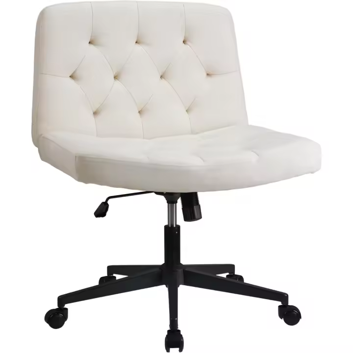 Silla de Oficina con Respaldo Medio sin Brazos, Silla de Juego de Altura Ajustable, Silla Vestidor para Dormitorio, Giratoria, Silla de Ocio tapizada Ancha - 1