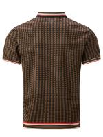 Camiseta de pata de gallo para hombre, Polo de manga corta con botones de bloque de Color - details 3