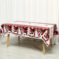 Mantel de Mesa de Plástico a Cuadros Cubierta de Árbol de Navidad con Renos - details 3