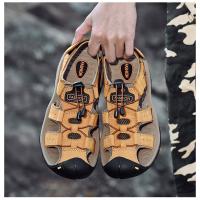 Sandalias deportivas de verano para hombre, sandalias para senderismo al aire libre, punta cerrada, cuero genuino, sandalias informales para caminar, zapatos de agua - details 6