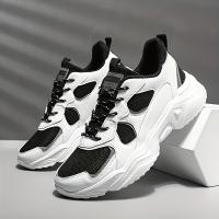 Zapatillas gruesas de malla transpirable para hombre - Zapatillas casuales blancas y verde azulado con suela de EVA, diseño con cordones para todas las estaciones - details 9
