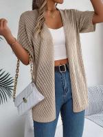 Cárdigans de punto de manga corta de color sólido casual para mujer - details 20
