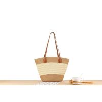 Bolso de hombro de vacaciones versátil tejido a mano con textura premium, de gran capacidad y a rayas. - details 12