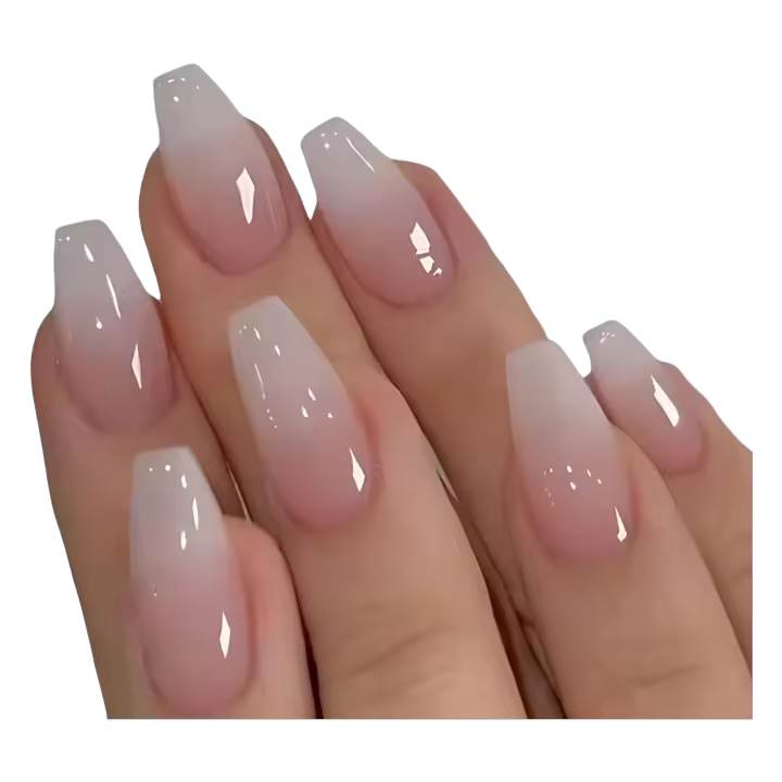 24 Piezas de Uñas Postizas Punta Francesa Uñas Postizas Acrílicas con Deslumbramiento de Bailarina - 1