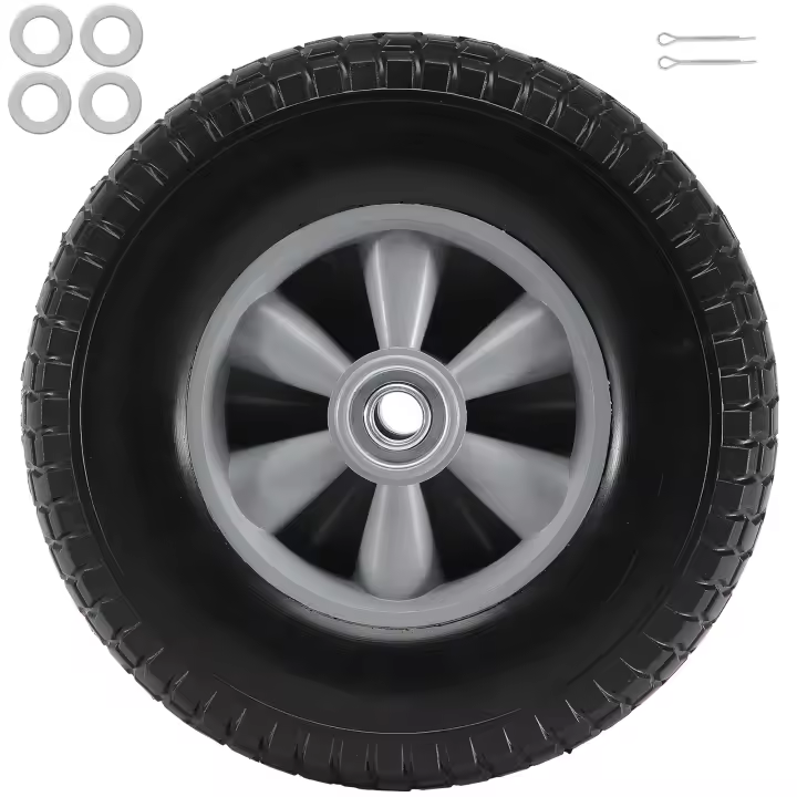 SucceBuy Rueda de neumático plano de PU sólido, 10, paquete de 2, carga dinámica de 180 libras, carga estática de 220 libras, neumáticos sin cámara planos para carretilla manual, carrito utilitario, carretillas, remolques de jardín, varios carritos - 1