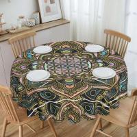 Mantel circular mandala, flor de loto de la vida, impermeable, resistente al aceite, 60 pulgadas, forma geométrica sagrada - details 89
