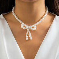 Gargantilla de lazo francés collar versátil joyería con cuentas - details 0