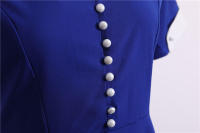 Women summer vintage a line short sleeve solid midi elegant casual party dress - details 7