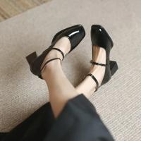 Zapatos Mary Jane de Cuero de Alta Calidad Sandalias de Tacón Bajo con Punta Cuadrada para Mujer - details 1