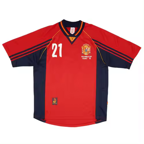 Camiseta de fútbol local de España 1998 Personalizada 10 RAUL 21LUIS ENRIQUE Retro Camiseta - 1