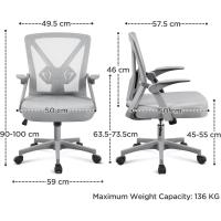 Silla de Oficina Silla de Trabajo con Reposabrazo Silla Ajustable Silla Ergonómica Silla Negra Altura Ajustable Malla Carga 136 KG Silla de Despacho Estudio - details 20