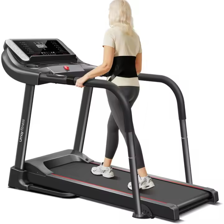 UMAY Fiess Cinta de correr con inclinación de 3 niveles, cintas de correr para el hogar, sensores de pulso plegables automáticos, capacidad de 300 libras, 3.0HP silencioso sin escobillas, - 1