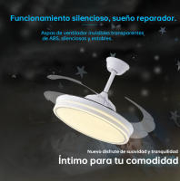 Disponible Ventilador de techo invisible con motor DC 6 velocidades Tecnología LED muy eficiente 72W Tres tonalidades, Mando a distancia con temporizador, Color e intensidad de luz regulables, Motor inverter verano/invierno ultra silencioso. - details 2
