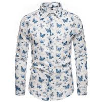 Camisa à manches longues imprimée papillon pour hommes, nuevo diseño de modo, lujo, chemises à pampilles 3D, fête décontractée, chemises de boîte de nuit, scène, printemps - details 10