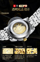 Si Reloj mecánico de moda para hombre Reloj de pulsera con banda de acero esqueleto - details 5