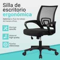 Escritorio Ergonómico - Silla Oficina con Apoyo Lumbar, Estructura de Plastico, Malla Transpirable, Ruedas Giratorias 360 °   Soporta hasta 120kg - details 5