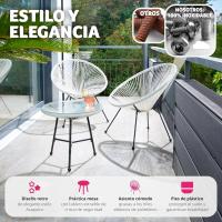 Conjunto Muebles Jardín Exterior de Acero, Estilo Acapulco, 2 Sillas y 1 Mesa con Cristal, Mesa y Sillas de Terraza Resistentes a Intemperie,Topes en Patas, para Interior y Exterior - beige - details 18