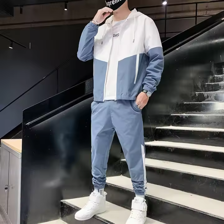 2025 Ropa deportiva para hombre, chaqueta y pantalones con capucha para correr informal, chándal para correr de Hip Hop de 2 piezas - 1