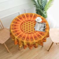 Mantel circular mandala, flor de loto de la vida, impermeable, resistente al aceite, 60 pulgadas, forma geométrica sagrada - details 138