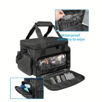 Estuche de cosméticos de poliéster negro de estilo minimalista, bolsa secundaria desmontable para herramientas de maquillaje y cabello con interior sin forro - details 0