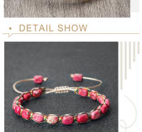 Pulsera con cuentas de piedra Natural del emperador bohemio para mujeres y hombres, brazalete ajustable hecho a mano, cuerda trenzada, regalos de joyería de moda para Yoga - details 4
