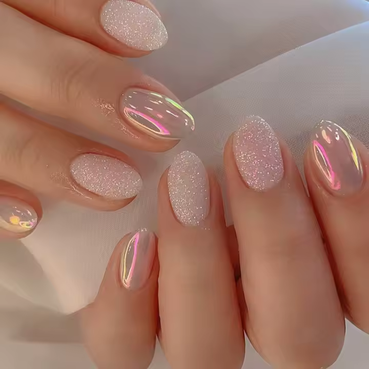 Uñas Postizas 24 Piezas Oval Corto Simple Con 1 Pegamento Y 1 Lija Material De Resina Origien China Continental - 1