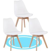 Sillas de Comedor, Sillas de Cocina Nórdicas con Asiento Blando, Tapizado y Patas de Madera de Haya Resistente, Blanco, 2 Sillas - details 6