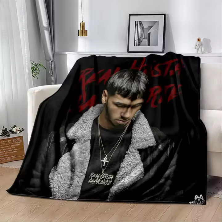 Singer free Anuel AA rapero Hip Hop 3D manta de felpa suave, manta de franela manta funda de sofá para sala de estar bedr - 1
