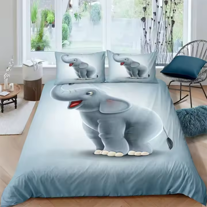 Juego de Ropa de Cama de Elefante de Dibujos Animados Tema de Animal Encantador para Niños - 1